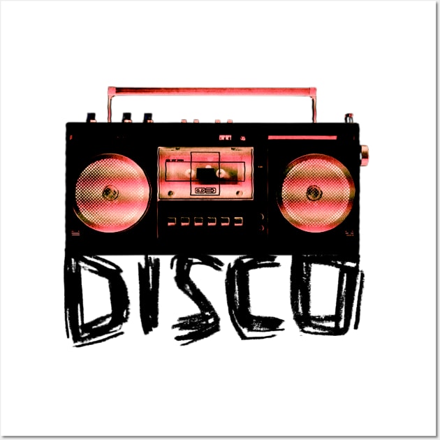 Music Vintage Disco Stereo for Disco Party Wall Art by badlydrawnbabe